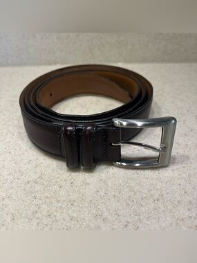 Allen Edmonds Dark Brown Leather Belt Solid Brass Buckle Sz 44